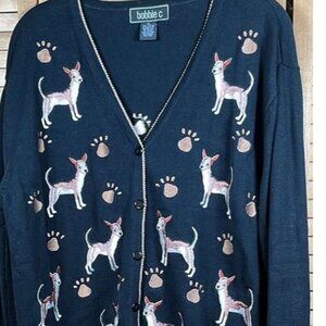 VINTAGE Bobbie C Doggie SZ XL Cardigan/CHARITY SALE